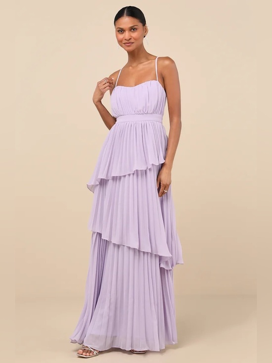Lulus Dresses & Skirts - Lulu's Lavender Tiered Pleated Maxi Dress